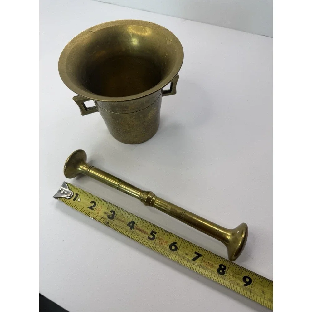 Vintage Heavy Brass Apothecary‎ Pharmacy Mortar And Pestle Pharmacy 4.5